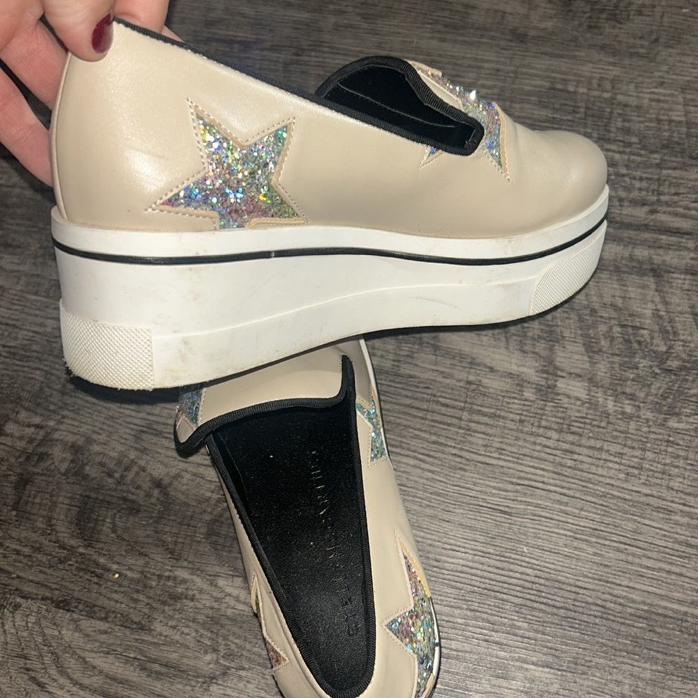 Cream rainbow stars STELLA MCCARTNEY platform shoes slip on shoes - Picture 6 of 7